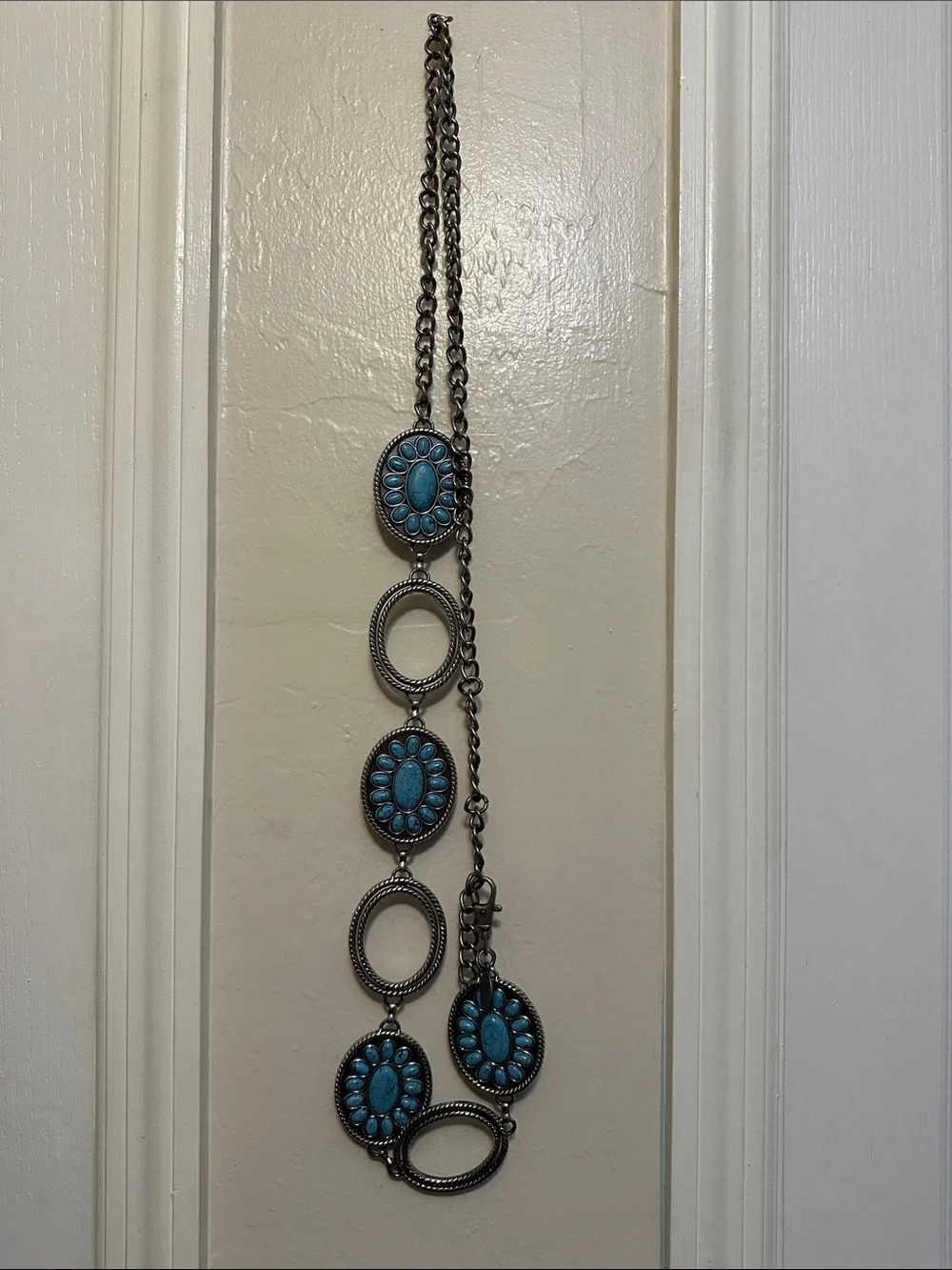 Chico's Turquoise Oval Cluster Pendant Keychain